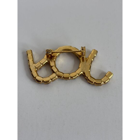 Christmas Pin Brooch Joy Rhinestone Vintage Red Green Holidays Festive Jewelry - Picture 4 of 10